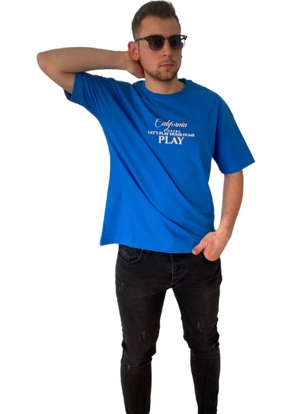 Erkek Tişört Baskılı Bisiklet Yaka Oversize Comfort T-Shirt Erkek Tshirt