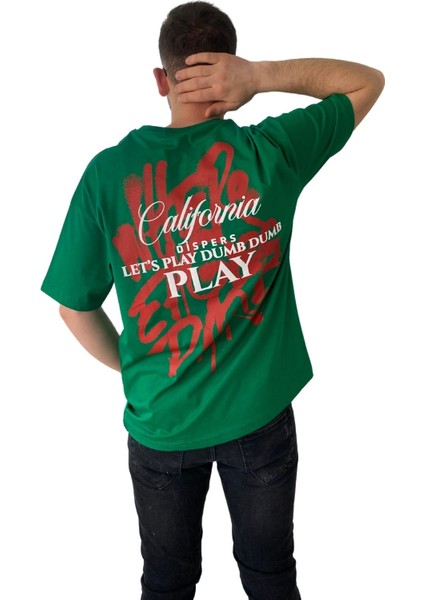 Erkek Tişört Baskılı Bisiklet Yaka Oversize Comfort T-Shirt Erkek Tshirt