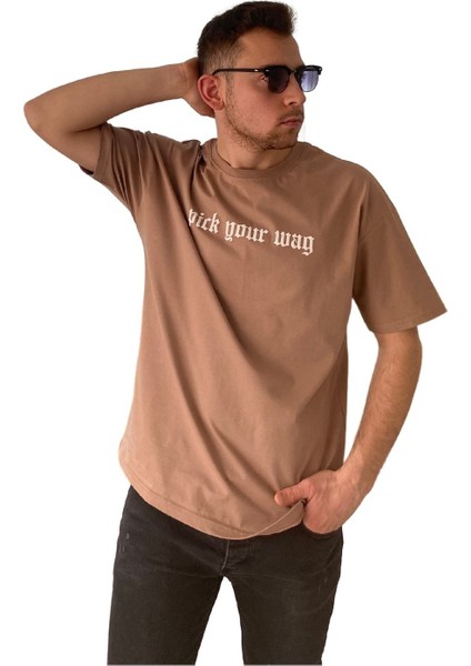 Erkek Tişört Baskılı Bisiklet Yaka Oversize Comfort T-Shirt Erkek Tshirt