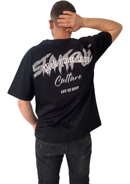 Erkek Tişört Baskılı Bisiklet Yaka Oversize Comfort T-Shirt Erkek Tshirt