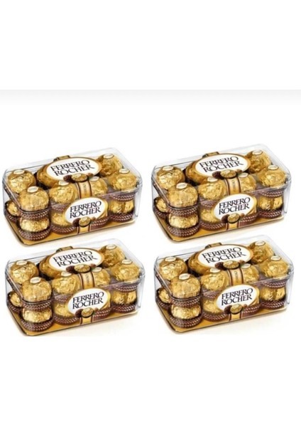 T16 Fındıklı Truffle 16'lı Çikolata Gold Rocher 200 gr x 4 Paket