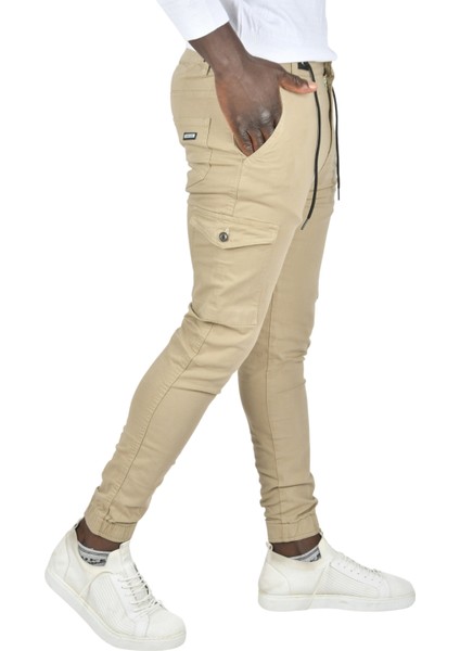 Paçası Lastikli Kargo Cepli Dar Kesim Likralı Gabardin Kumaş Kargo Jogger Pantolon 1901586