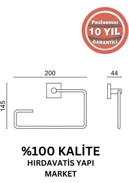 Paslanmaz Pirinç Vizyon Kare Havluluk Mat Siyah fiyatları