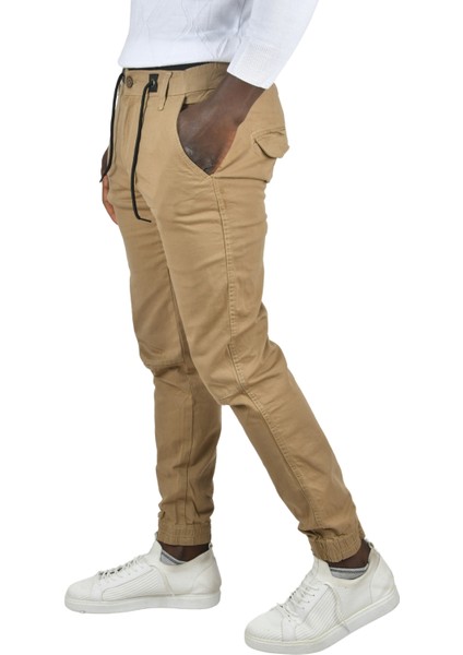 Erkek Paçası Lastikli Likralı Dar Kesim Pamuklu Gabardin Kumaş Jogger Pantolon 1901581