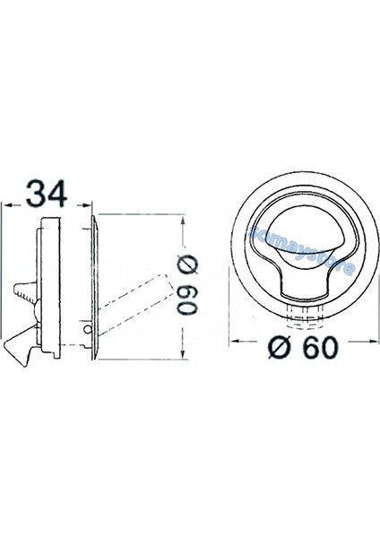 Marin Tekne Karavan Plastik Gömme Kulp Ø60mm Easterner Siyah 1 Adet fiyatları