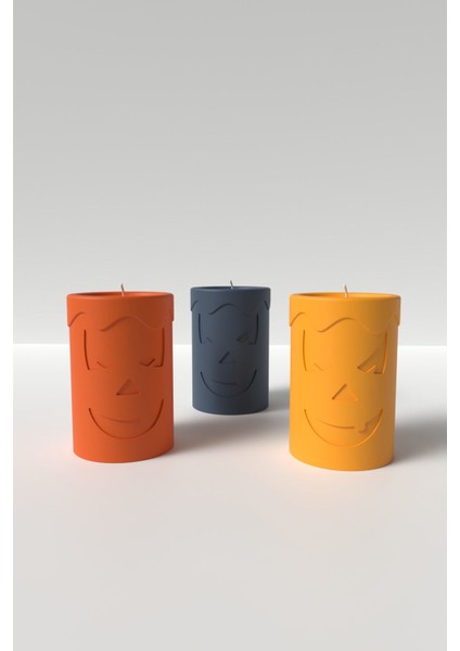 Silindir Halloween Desenli Mum Silikon Kalıp M2 - Halloween Mum Kalıp, Büyük Mum Kalıbı 10 x 6.5 cm fiyatları