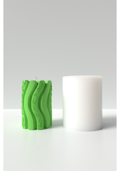 Desenli Silindir Mum Silikon Kalıp - Dekoratif Mum Kalıbı Mum Yapım Malzemeleri Abs-01