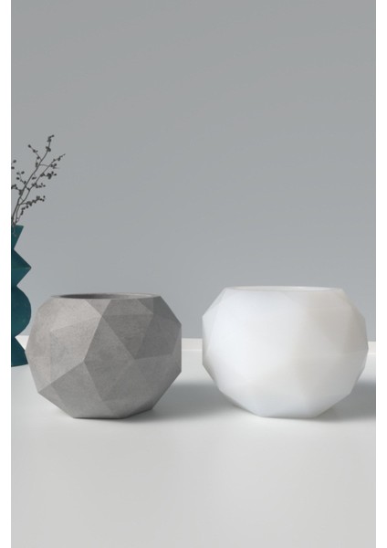 Dekoratif Geometrik Beton Saksı Silikon Kalıp M1