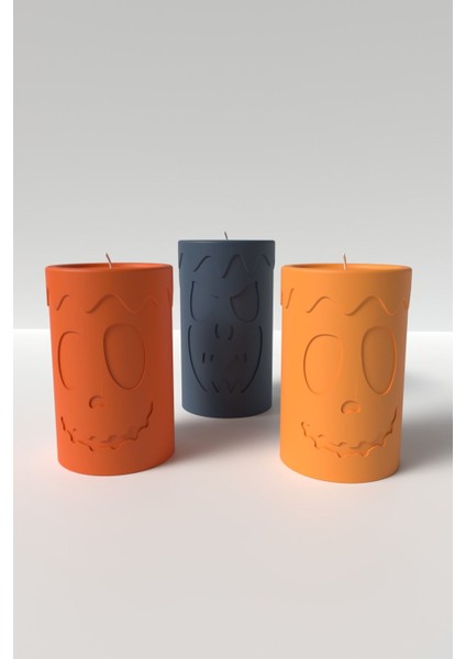Silindir Halloween Desenli Mum Silikon Kalıp M3 - Halloween Mum Kalıp, Büyük Mum Kalıbı 12 x 7.5 cm fiyatları