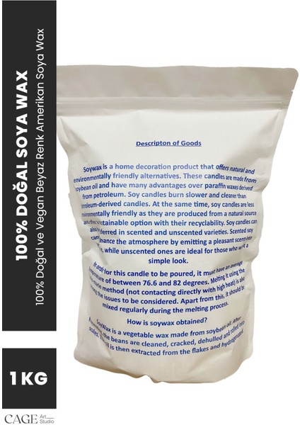 100% Doğa Amerikan Soya Wax, Flake Parça Şeklinde Organik Beyaz Soya Wax 1 kg - Mum Yapma Malzemesi