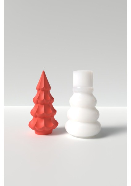 Küçük Yılbaşı Ağacı Mum Silikon Kalıp -Yılbaşı Mum Silikon Kalıp, Mum Yapım Malzemeleri 10 x 4.8 cm