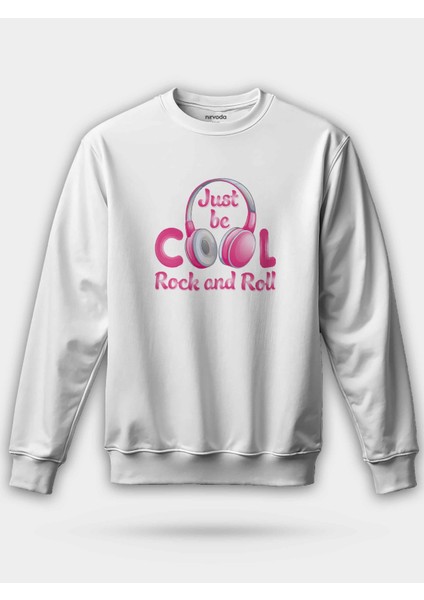 Rock And Roll Pembe Kulaklık Unisex Regular Sweatshirt