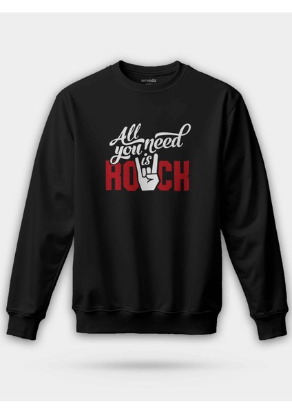 Rock Müzik Ihtiyacı Siyah Unisex Regular Sweatshirt