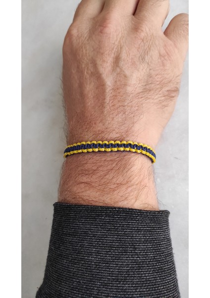 Taraftar Markome Örgü Bileklik, Sarı Lacivert Fenerbahçe Taraftar Hediye Erkek Bileklik modelleri