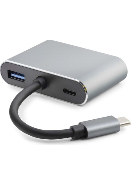 HDX7839 Type-C To Hub Hdtv 4K 30HZ + Type-C + USB + VGA 4ın1 Gri