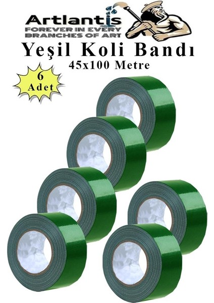 Yeşil Koli Bantı 100 Metre 6 Adet 45MM x 100 Metre Renkli Koli Bandı Extra Güçlü Formül Akrilik Koli Bandı
