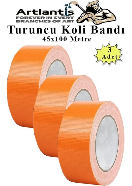 Turuncu Koli Bantı 100 Metre 3 Adet 45MM x 100 Metre Renkli Koli Bandı Extra Güçlü Formül Akrilik Koli Bandı