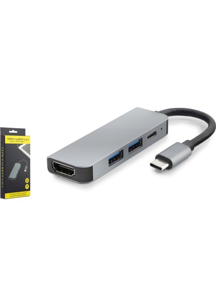 HDX7840 Type-C To Hdtv HDMI 4K 30HZ + Type-C + 2*usb3.0 4ın1 Gri