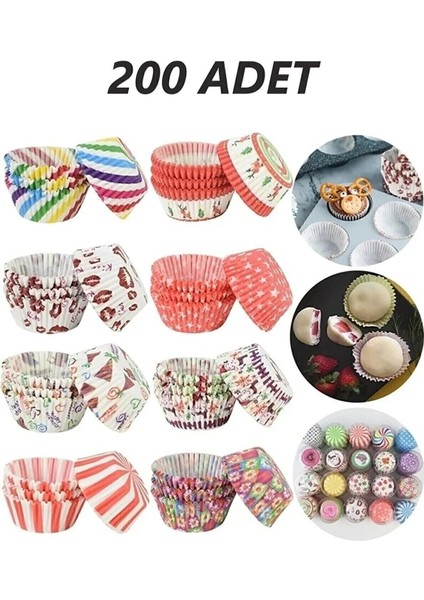 Muffin Cupcake Kek Kalıbı Karışık Renkli Baskılı 200 Adet