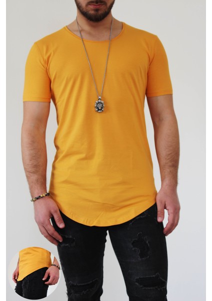Erkek Long Fit Tişört - Long Tişört - Long Kesim Tişört - Oval Kesim Long Tişört - Uzun Kesim Erkek Tişört - Erkek Longline Tişört