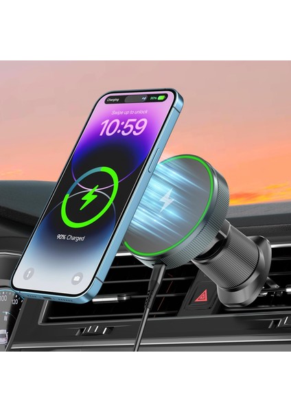 15W Kablosuz Magsafe Şarj Araç Içi Telefon Tutucu Izgara Klipsli 11/12/13/14/15/16 Pro Max Uyumlu