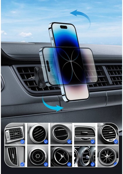 15W Kablosuz Magsafe Şarj Araç Içi Telefon Tutucu Izgara Klipsli 11/12/13/14/15/16 Pro Max Uyumlu fiyatları