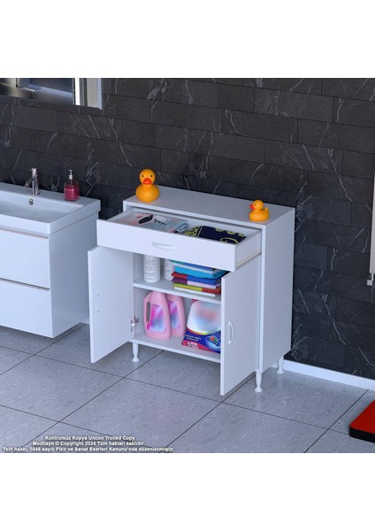 Emir 1 Kapaklı 1 Raflı 1 Çekmeceli Mutfak & Banyo Dolabı (80CM)