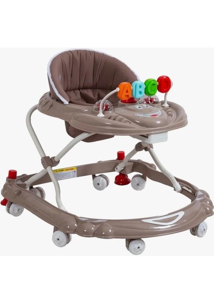 BabyStep Pro Oyuncaklı Yürüteç | Öğretici ve Eğitici | Stoplu Bej Yürüteç