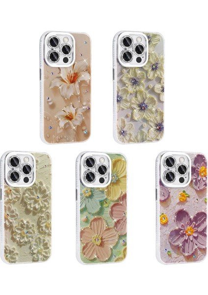 - Apple iPhone 15 Pro - Kılıf Çiçek Desenli Parlak Taşlı Sert Silikon Garden Kapak - Beyaz - T31805 indirimleri