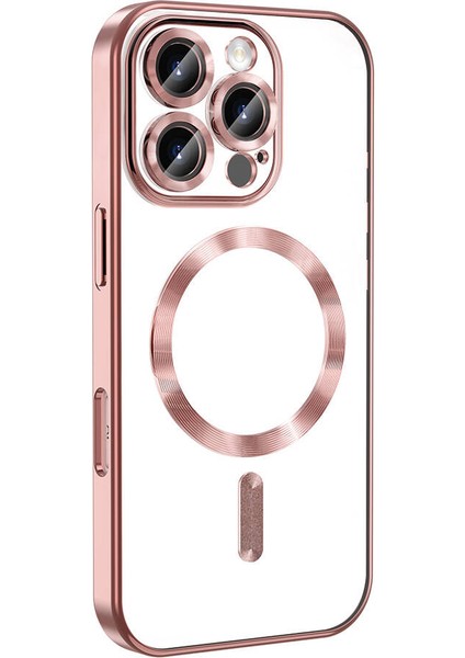 Apple iPhone 16 Pro - Kılıf Kamera Korumalı Magsafe Wireless Şarj Özellikli Demre Kapak - Rose Gold