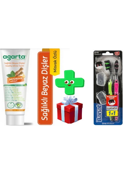 Agarta Doğal Misvak Özlü Diş Macunu 100 ml - Banat Deep Clean 1 + 1 Diş Fırçası