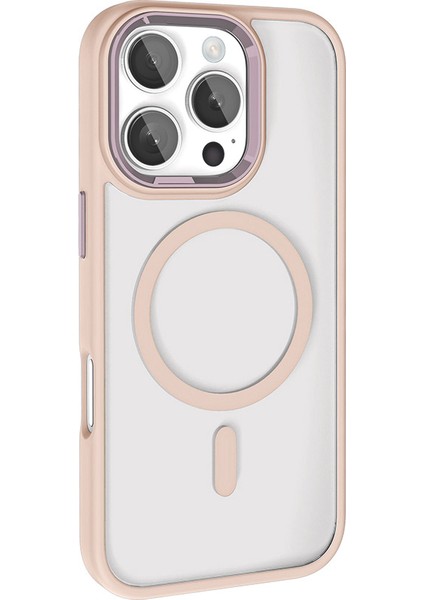 Apple iPhone 16 Pro Max - Kılıf Wireless Şarj Özellikli Krom Magsafe Silikon Kapak - Mavi