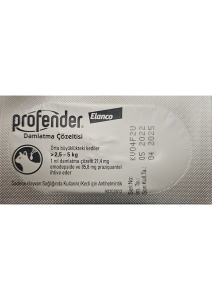 Profenderr >2.5-5 kg Kediler Için 1 Pipet