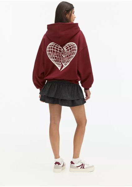 Actıve Moda-Kadın Sweatshirt Fake Love Alert Baskılı Hodies 3 Iplik Kompakt Kumaş (Içi Pamuklu modelleri