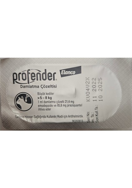 Profenderr >5-8 kg Kediler Için 1 Pipet