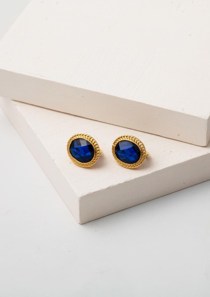 Lacivert Taşlı 14 Ayar Altın Küpe fiyatları