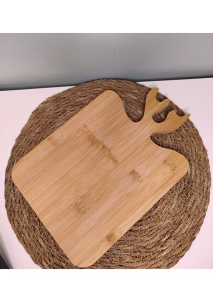 Lüx Bambu Geyikli Kesme Tahtası Kare 20/30 Cm
