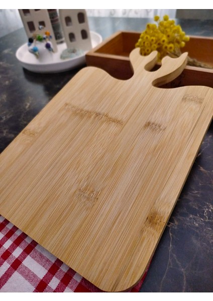 Lüx Bambu Geyikli Kesme Tahtası Kare 20/30 Cm