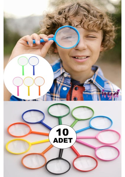 10 Adet Oyuncak Plastik Büyüteç Doğum Günü Hediyesi Karne Hediyesi Okul Öncesi Hediyelik