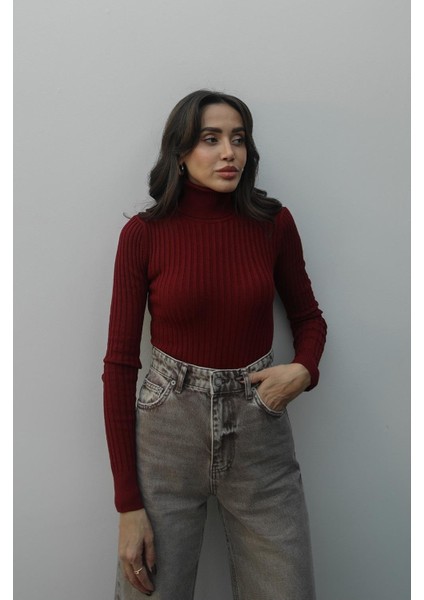 Bordo Graham Fitilli Balıkçı Triko modelleri