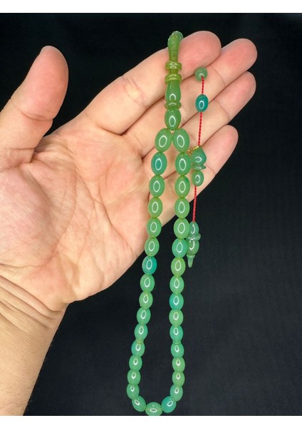 Sıkma Kehribar Tesbih Açık Yeşil Renkli Beyzi Kesim 8MMX11,5MM T-722 modelleri