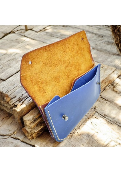 Cy Leather Luna Konyak Mavi El Yapımı Hakiki Deri Erkek Kadın Küçük Unisex El Çantası fırsatları