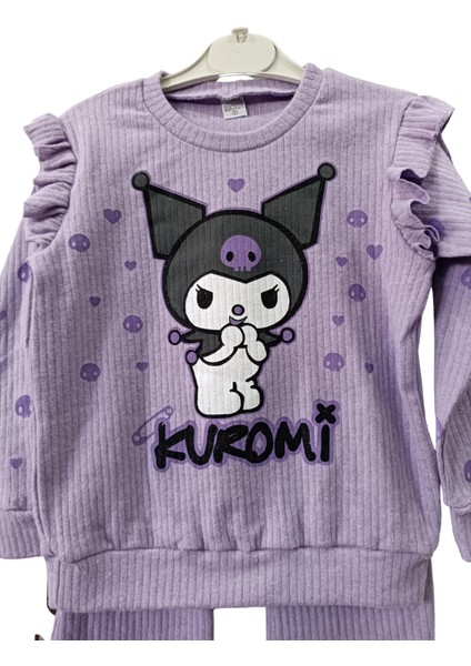 Kuromi Kız Çocuk Alt Üst Takım Ispanyol Paça Fitilli Takım Mor (Kalıbı Dar) fırsatları