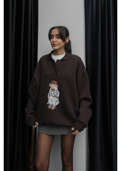 Acı Kahve Şapkalı Teddy Baskılı Sweatshirt fırsatları