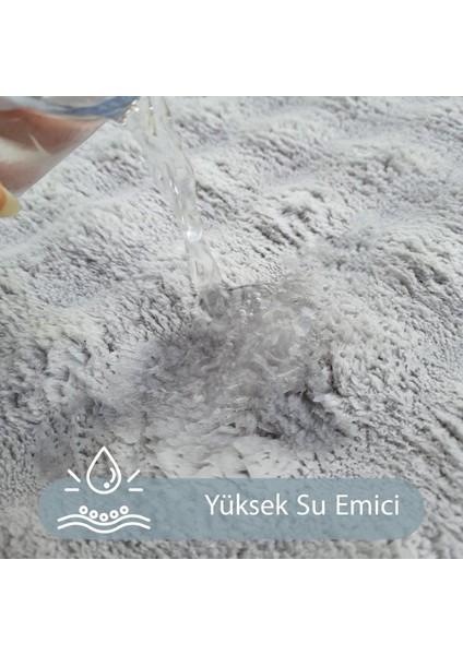Bubble Gri Büyük Banyolar Için 2'li Banyo Paspas Seti Kaymaz Tabanlı Yıkanablir Klozet Takımı