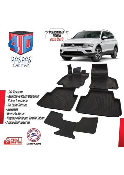 Vw Tiguan 2016 Sonrası 4d Havuzlu Kauçuk Paspas