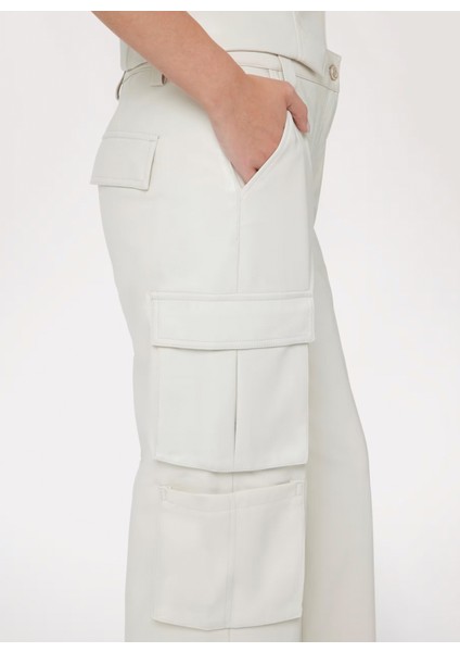 Yüksek Bel Regular Fit Bej Kadın Pantolon Korı Pu Cargo - Faux Leather Soft T modelleri