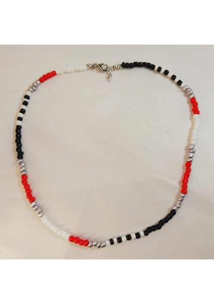 Handmade Bahar Renkleri Gümüş Rengi Kum Boncuk Rainbow Kolye
