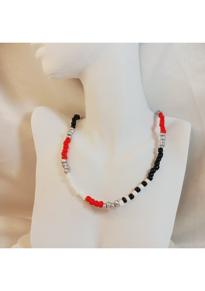 Handmade Bahar Renkleri Gümüş Rengi Kum Boncuk Rainbow Kolye