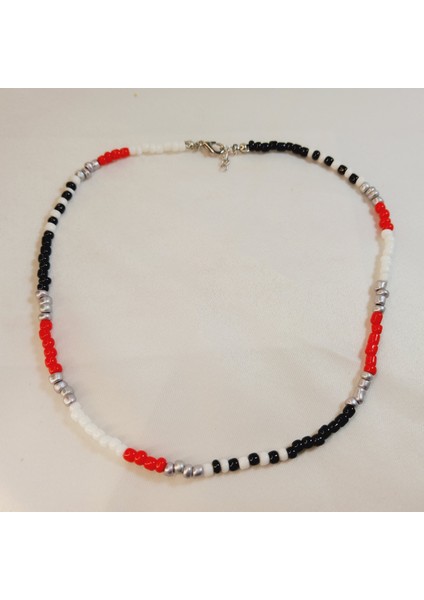 Handmade Bahar Renkleri Gümüş Rengi Kum Boncuk Rainbow Kolye